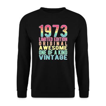 Edition limitée depuis 1973 Anniversaire Millésime 1973 - Sweat-shirt Unisexe - noir - Devant - Alina (178cm) & Michal (187cm)