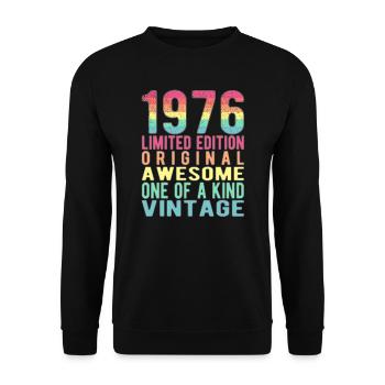 Edition limitée depuis 1976 Anniversaire Millésime 1976 - Sweat-shirt Unisexe - noir - Devant - Alina (178cm) & Michal (187cm)