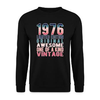 Edition limitée depuis 1976 Anniversaire Millésime 1976 - Sweat-shirt Unisexe - noir - Devant - Alina (178cm) & Michal (187cm)