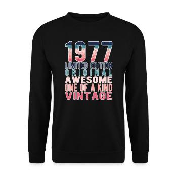 Limited Edition Since 1977 Birthday Vintage 1977 - Unisex Sweatshirt - black - Front - Alina (178cm) & Michal (187cm)