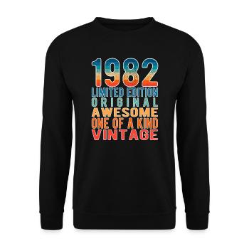 Edition limitée depuis 1982 Anniversaire Millésime 1982 - Sweat-shirt Unisexe - noir - Devant - Alina (178cm) & Michal (187cm)