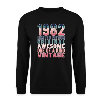 Edition limitée depuis 1982 Anniversaire Millésime 1982 - Sweat-shirt Unisexe - noir - Devant - Alina (178cm) & Michal (187cm)