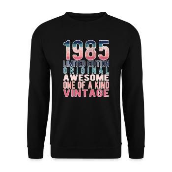 Edition limitée depuis 1985 Anniversaire Millésime 1985 - Sweat-shirt Unisexe - noir - Devant - Alina (178cm) & Michal (187cm)