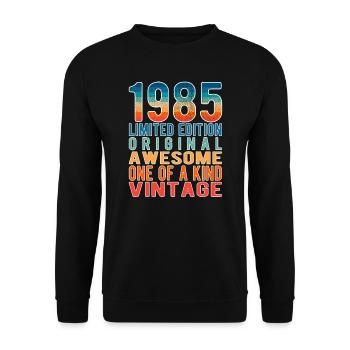 Edition limitée depuis 1985 Anniversaire Millésime 1985 - Sweat-shirt Unisexe - noir - Devant - Alina (178cm) & Michal (187cm)