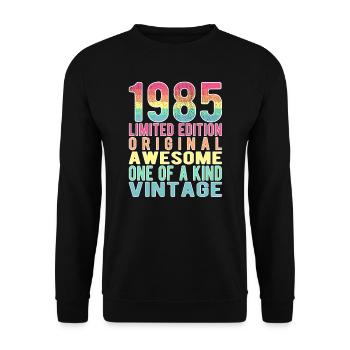 Edition limitée depuis 1985 Anniversaire Millésime 1985 - Sweat-shirt Unisexe - noir - Devant - Alina (178cm) & Michal (187cm)
