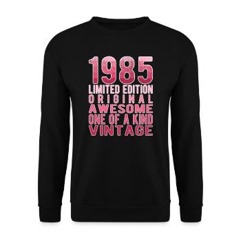 Edition limitée depuis 1985 Anniversaire Millésime 1985 - Sweat-shirt Unisexe - noir - Devant - Alina (178cm) & Michal (187cm)