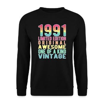 Edition limitée depuis 1991 Anniversaire Millésime 1991 - Sweat-shirt Unisexe - noir - Devant - Alina (178cm) & Michal (187cm)