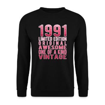 Edition limitée depuis 1991 Anniversaire Millésime 1991 - Sweat-shirt Unisexe - noir - Devant - Alina (178cm) & Michal (187cm)