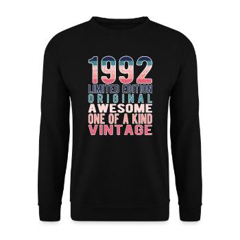 Edition limitée depuis 1992 Anniversaire Millésime 1992 - Sweat-shirt Unisexe - noir - Devant - Alina (178cm) & Michal (187cm)