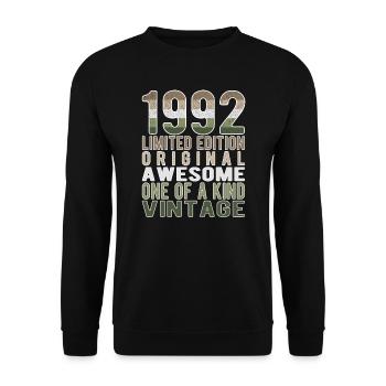 Edition Limitée Depuis 1992 Anniversaire Millésime 1992 - Sweat-shirt Unisexe - noir - Devant - Alina (178cm) & Michal (187cm)