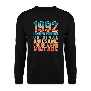 Edition limitée depuis 1992 Anniversaire Millésime 1992 - Sweat-shirt Unisexe - noir - Devant - Alina (178cm) & Michal (187cm)