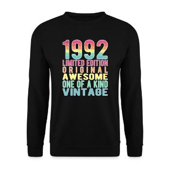 Edition Limitée Depuis 1992 Anniversaire Millésime 1992 - Sweat-shirt Unisexe - noir - Devant - Alina (178cm) & Michal (187cm)