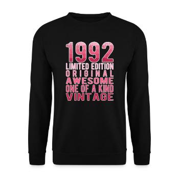 Edition Limitée Depuis 1992 Anniversaire Millésime 1992 - Sweat-shirt Unisexe - noir - Devant - Alina (178cm) & Michal (187cm)