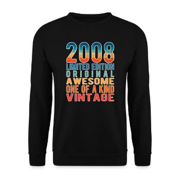 Edition limitée depuis 2008 Anniversaire Millésime 2008 - Sweat-shirt Unisexe - noir - Devant - Alina (178cm) & Michal (187cm)