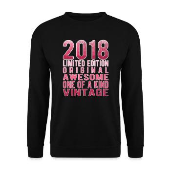 Limited Edition Since 2018 Birthday Vintage 2018 - Unisex Sweatshirt - black - Front - Alina (178cm) & Michal (187cm)