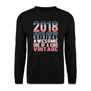 Limited Edition Since 2018 Birthday Vintage 2018 - Unisex Sweatshirt - black - Front - Alina (178cm) & Michal (187cm)