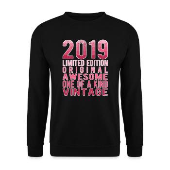 Edition limitée depuis 2019 Anniversaire Millésime 2019 - Sweat-shirt Unisexe - noir - Devant - Alina (178cm) & Michal (187cm)