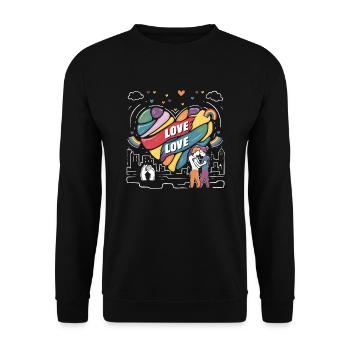 Mois de la fierté - Love is Love - Communauté LGBTQ+ - Sweat-shirt Unisexe - noir - Devant - Alina (178cm) & Michal (187cm)