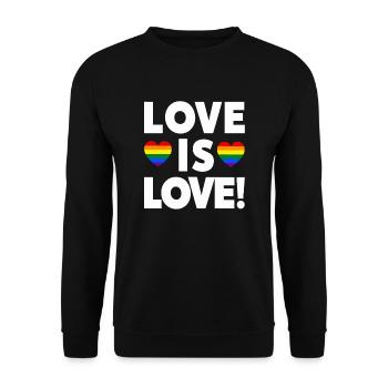 Mois de la fierté - Love is Love - Communauté LGBTQ+ - Sweat-shirt Unisexe - noir - Devant - Alina (178cm) & Michal (187cm)