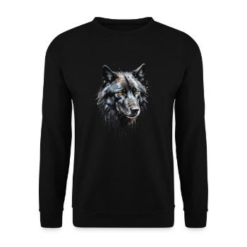 Majestic Black Wolf Watercolor - Nocturnal Beauty - Unisex Sweatshirt - black - Front - Alina (178cm) & Michal (187cm)