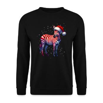 Weihnachts- Zebra - Unisex Pullover - Schwarz - Vorne - Alina (178cm) & Michal (187cm)