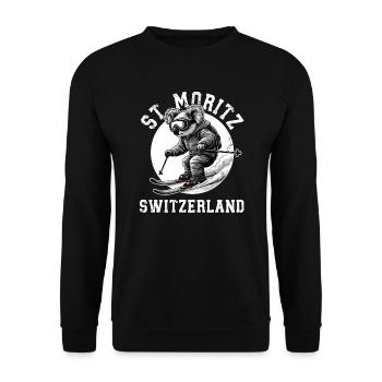 St. Moritz Ski Resort Swiss Alps Souvenir - Unisex Sweatshirt - black - Front - Alina (178cm) & Michal (187cm)