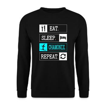 Manger dormir Chamonix répéter station de ski souvenir - Sweat-shirt Unisexe - noir - Devant - Alina (178cm) & Michal (187cm)