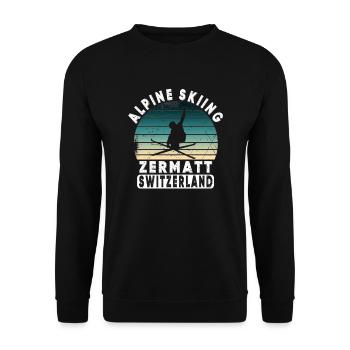 Zermatt Ski Resort Schweizer Alpen Souvenir - Unisex Pullover - Schwarz - Vorne - Alina (178cm) & Michal (187cm)