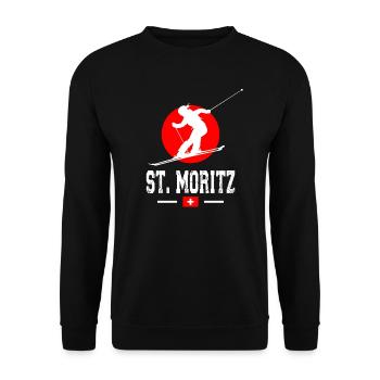 Station de ski de Saint-Moritz Alpes suisses Ski Souvenir - Sweat-shirt Unisexe - noir - Devant - Alina (178cm) & Michal (187cm)
