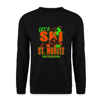 Station de ski de Saint-Moritz Alpes suisses Ski Souvenir - Sweat-shirt Unisexe - noir - Devant - Alina (178cm) & Michal (187cm)