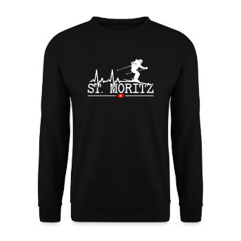 Station de ski de Saint-Moritz Alpes suisses Ski Souvenir - Sweat-shirt Unisexe - noir - Devant - Alina (178cm) & Michal (187cm)