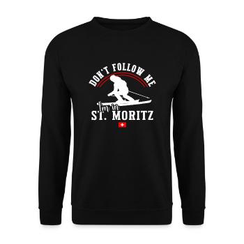 Station de ski de Saint-Moritz Alpes suisses Ski Souvenir - Sweat-shirt Unisexe - noir - Devant - Alina (178cm) & Michal (187cm)
