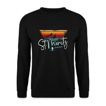 Station de ski de Saint-Moritz Alpes suisses Ski Souvenir - Sweat-shirt Unisexe - noir - Devant - Alina (178cm) & Michal (187cm)