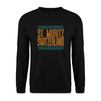 Station de ski de Saint-Moritz Alpes suisses Ski Souvenir - Sweat-shirt Unisexe - noir - Devant - Alina (178cm) & Michal (187cm)