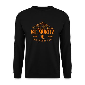 Station de ski de Saint-Moritz Alpes suisses Ski Souvenir - Sweat-shirt Unisexe - noir - Devant - Alina (178cm) & Michal (187cm)