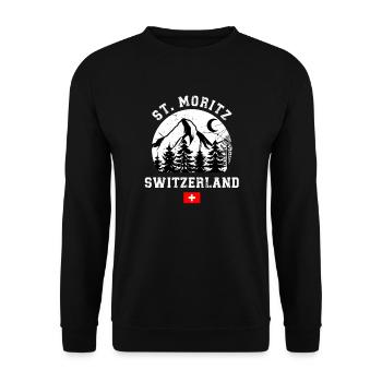 Station de ski de Saint-Moritz Alpes suisses Ski Souvenir - Sweat-shirt Unisexe - noir - Devant - Alina (178cm) & Michal (187cm)