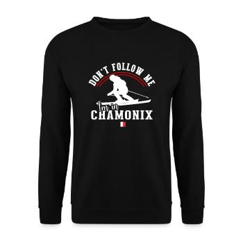 Chamonix Ski Resort French Alps Skiing Souvenir - Unisex Sweatshirt - black - Front - Alina (178cm) & Michal (187cm)