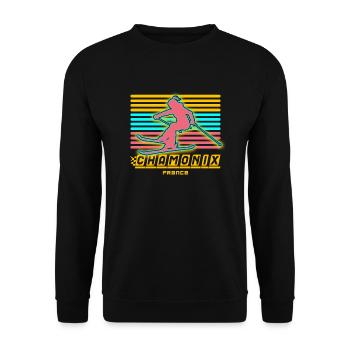 Chamonix Ski Resort French Alps Skiing Souvenir - Unisex Sweatshirt - black - Front - Alina (178cm) & Michal (187cm)