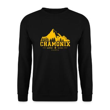 Chamonix Ski Resort French Alps Skiing Souvenir - Unisex Sweatshirt - black - Front - Alina (178cm) & Michal (187cm)