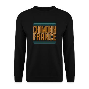 Chamonix Ski Resort French Alps Skiing Souvenir - Unisex Sweatshirt - black - Front - Alina (178cm) & Michal (187cm)