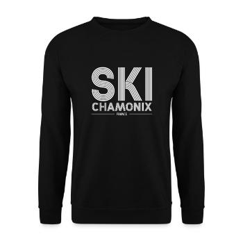 Chamonix Ski Resort French Alps Skiing Souvenir - Unisex Sweatshirt - black - Front - Alina (178cm) & Michal (187cm)