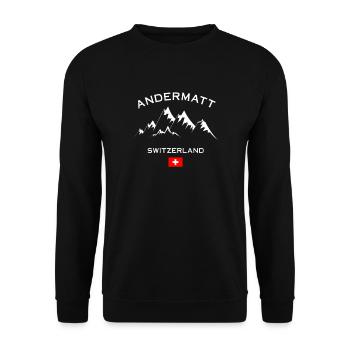 Andermatt Ski Resort Schweizer Alpen Ski-Souvenir - Unisex Pullover - Schwarz - Vorne - Alina (178cm) & Michal (187cm)