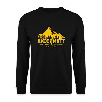 Andermatt Ski Resort Schweizer Alpen Ski-Souvenir - Unisex Pullover - Schwarz - Vorne - Alina (178cm) & Michal (187cm)