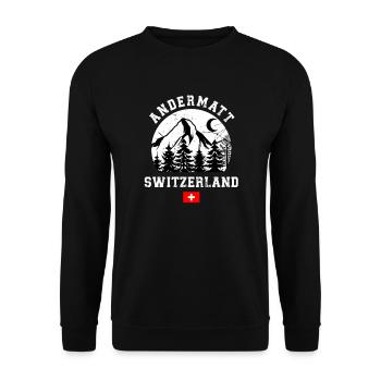 Andermatt Ski Resort Schweizer Alpen Ski-Souvenir - Unisex Pullover - Schwarz - Vorne - Alina (178cm) & Michal (187cm)