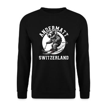 Andermatt Ski Resort Schweizer Alpen Ski-Souvenir - Unisex Pullover - Schwarz - Vorne - Alina (178cm) & Michal (187cm)