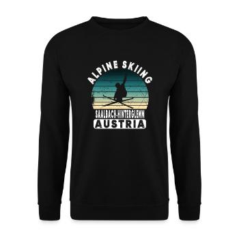 Saalbach Hinterglemm Ski Resort Austrian Alps - Unisex Sweatshirt - black - Front - Alina (178cm) & Michal (187cm)
