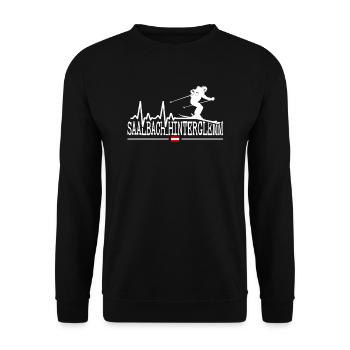 Saalbach Hinterglemm Ski Resort Austrian Alps - Unisex Pullover - Schwarz - Vorne - Alina (178cm) & Michal (187cm)