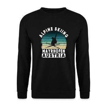 Skigebiet Mayrhofen Österreichische Alpen Souvenir - Unisex Pullover - Schwarz - Vorne - Alina (178cm) & Michal (187cm)