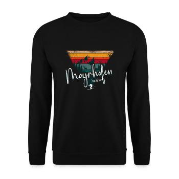 Skigebiet Mayrhofen Österreichische Alpen Souvenir - Unisex Pullover - Schwarz - Vorne - Alina (178cm) & Michal (187cm)