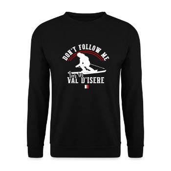 Skigebiet Val D'Isère Französische Alpen Souvenir - Unisex Pullover - Schwarz - Vorne - Alina (178cm) & Michal (187cm)